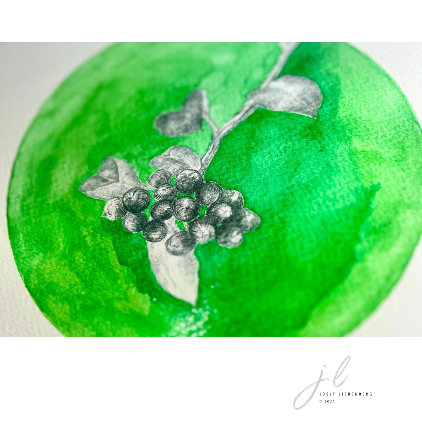 Detail of ink and watercolour on Fabriano artwork