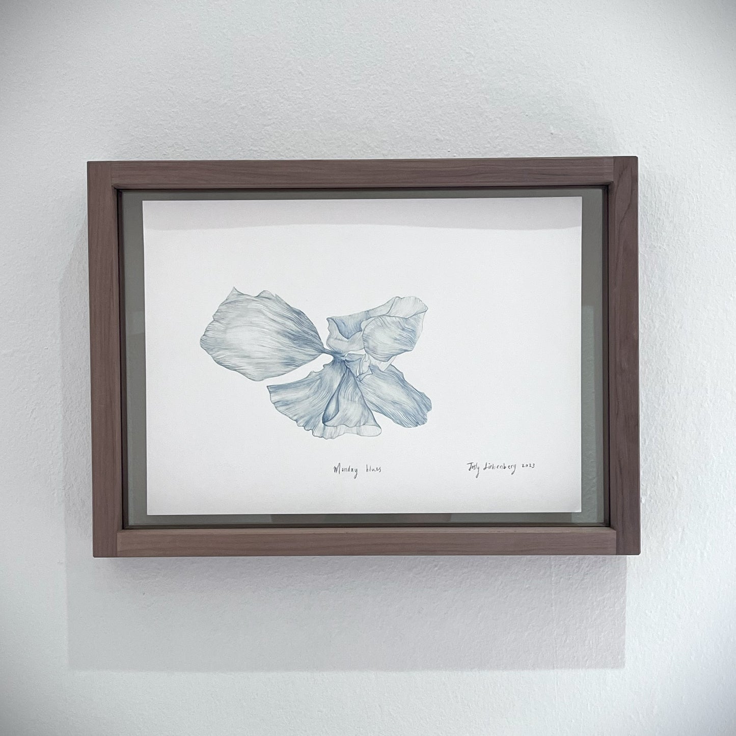 Front view of framed painting, Monday blues.