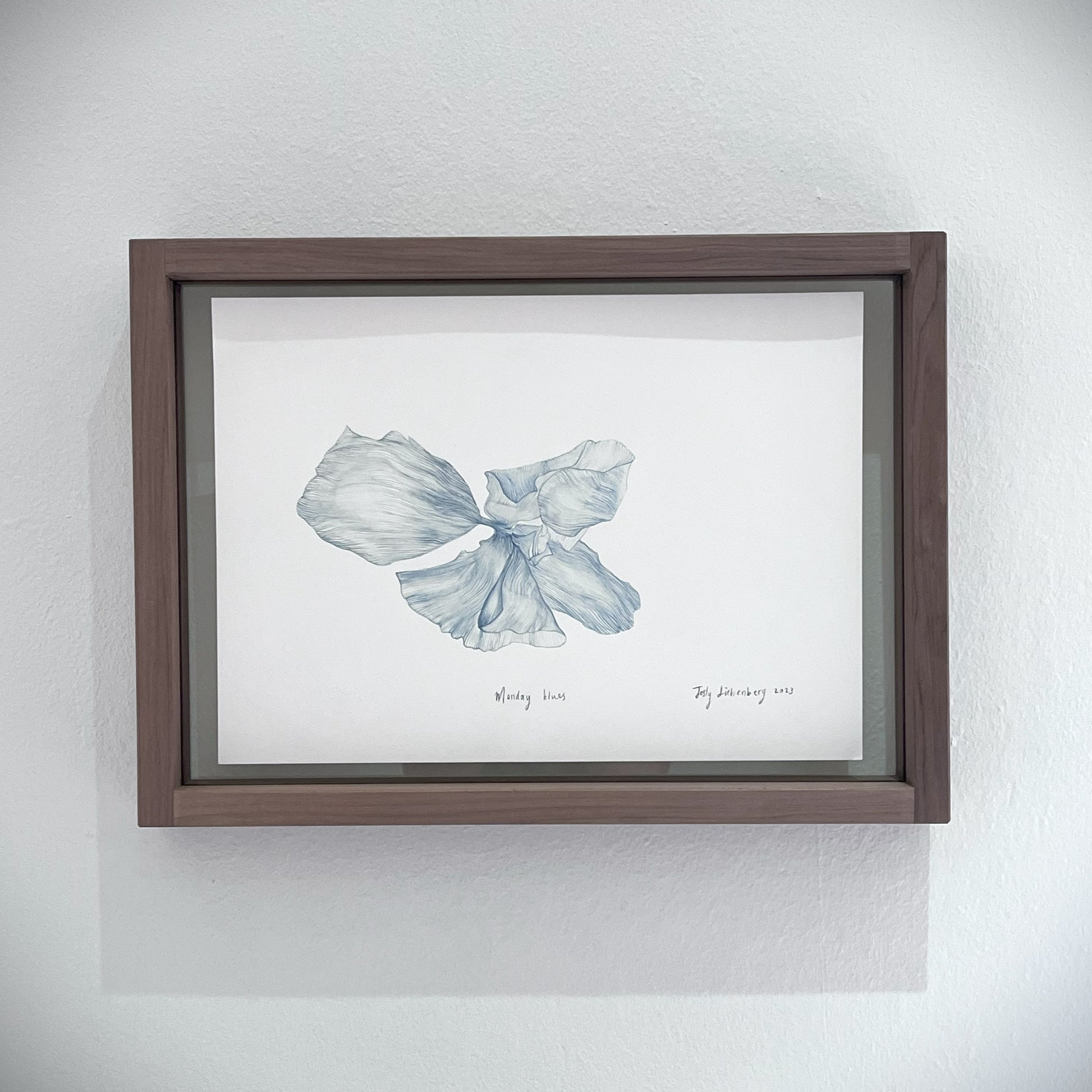 Front view of framed painting, Monday blues.