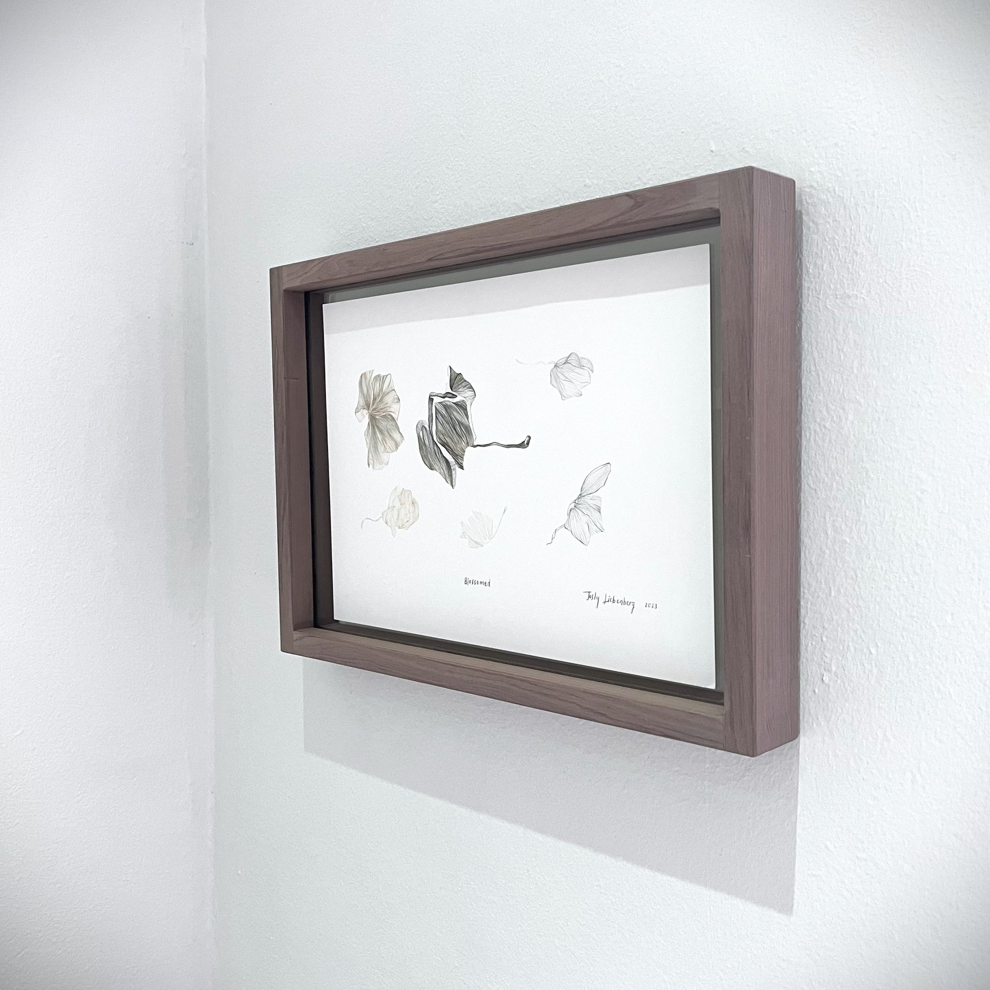 Side view of framed painting, Blossomed.